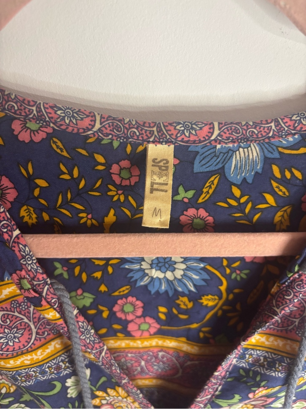 Spell & The Gypsy Collective Folktown Blouse Navy Blue Floral Boho - Size M - Picture 3 of 8